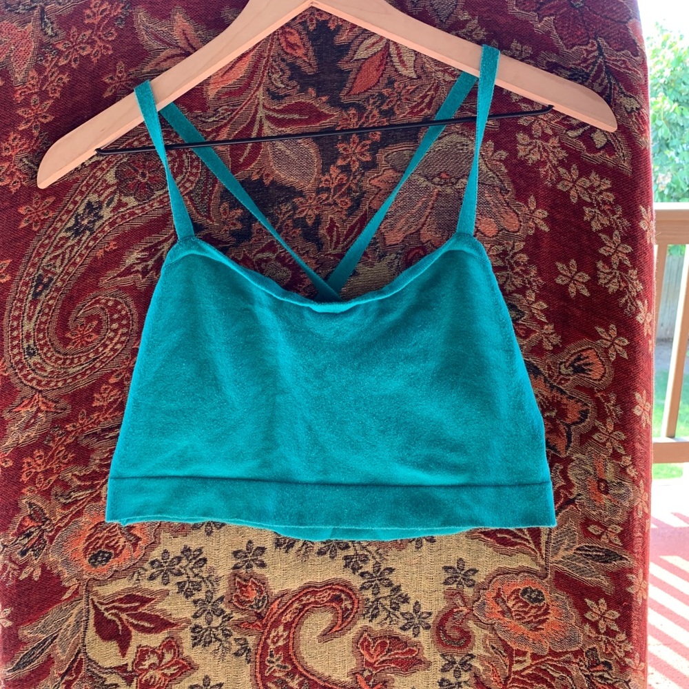 Blue American Apparel Crop Top (Large)
